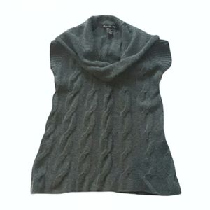 CENTRAL Park West Womens Sweater Cashmere Wool Gray Cable Knit Sleeveless Small